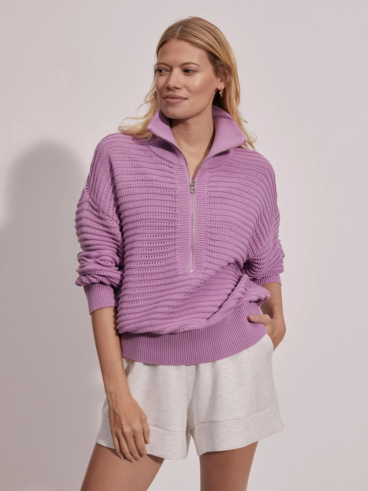 Tara Pointelle Half Zip