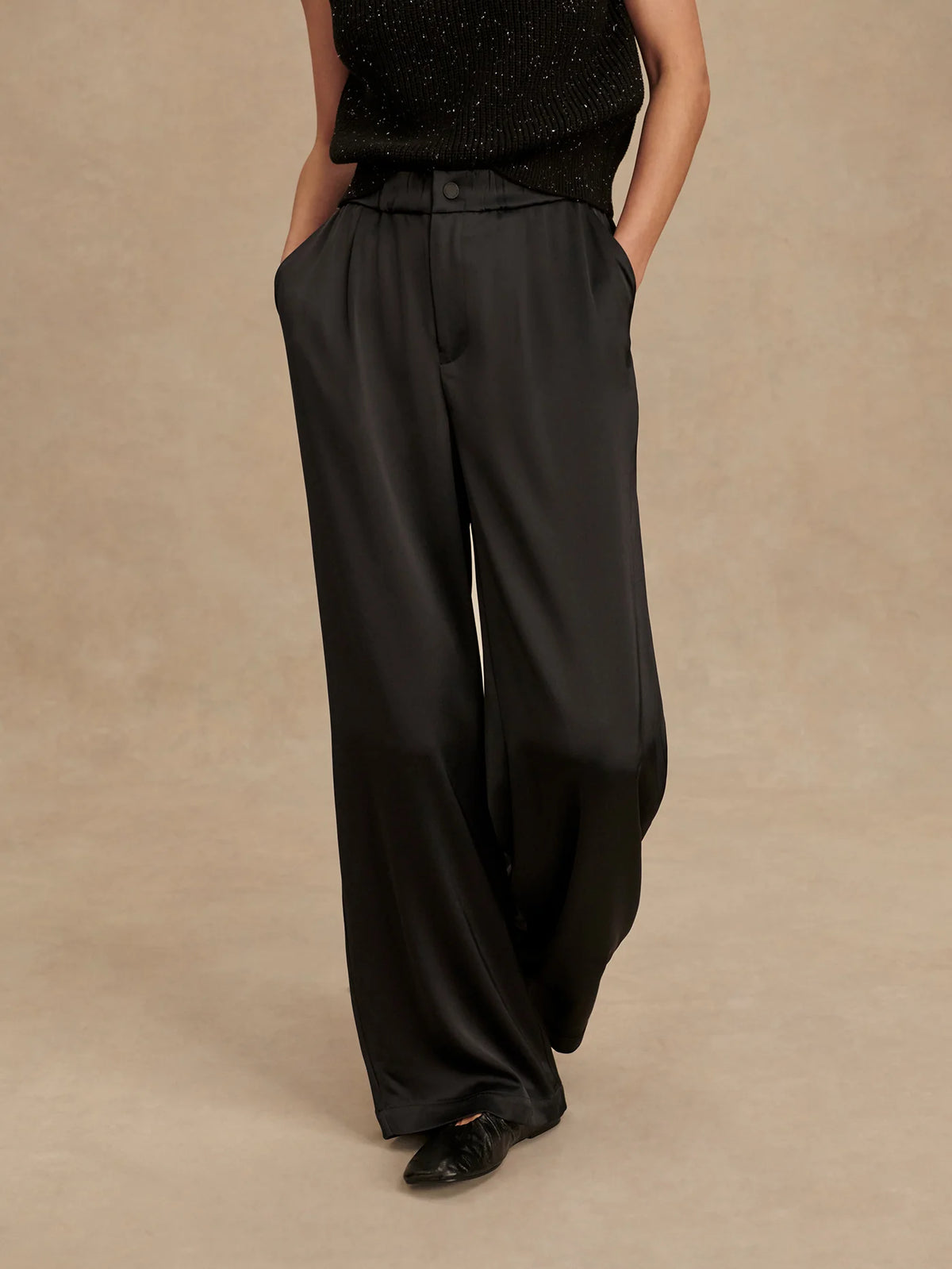 Light Satin Wide Leg Pant Long
