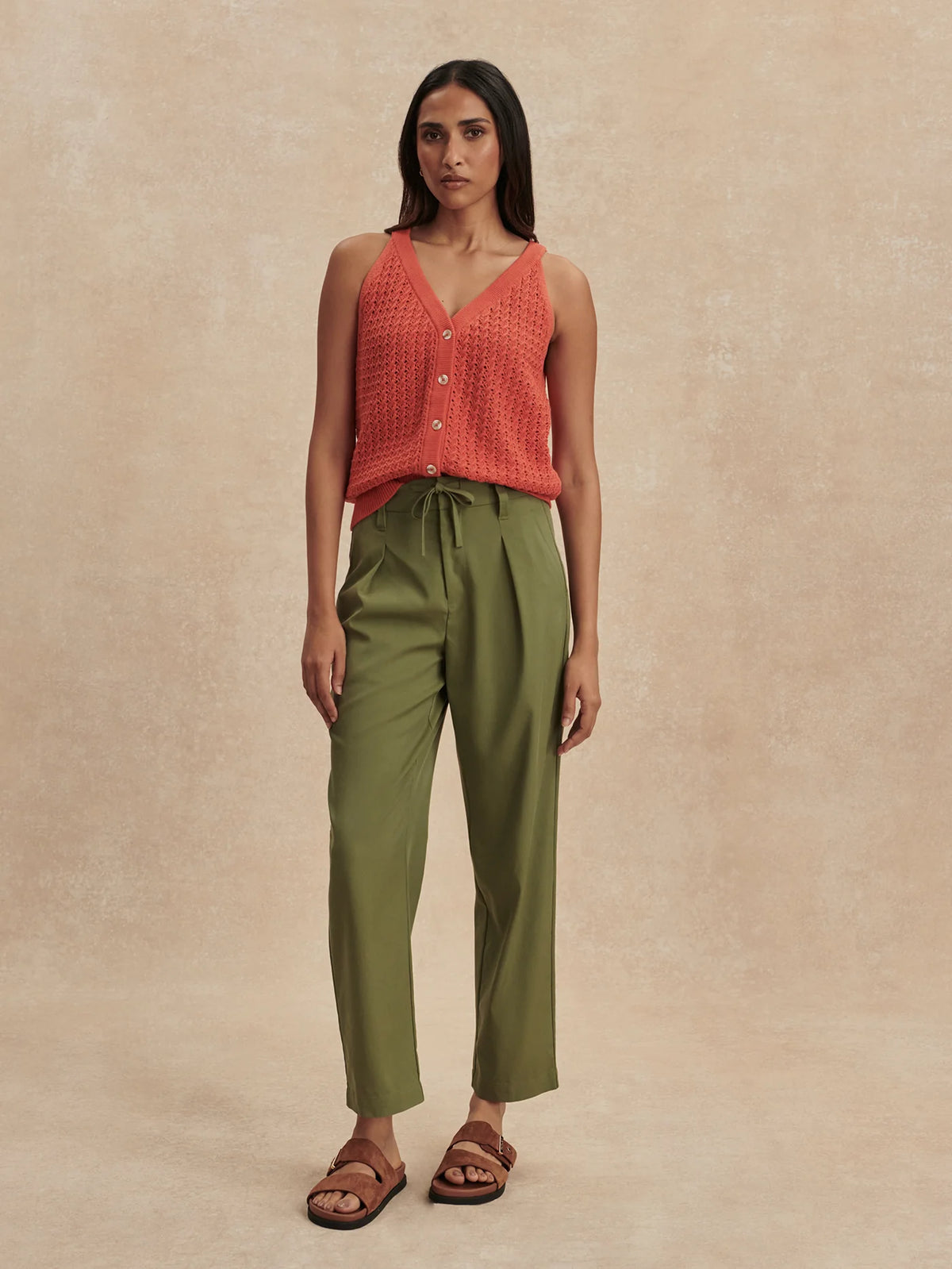 Soft Stretch Tapered Pleat Trouser Long